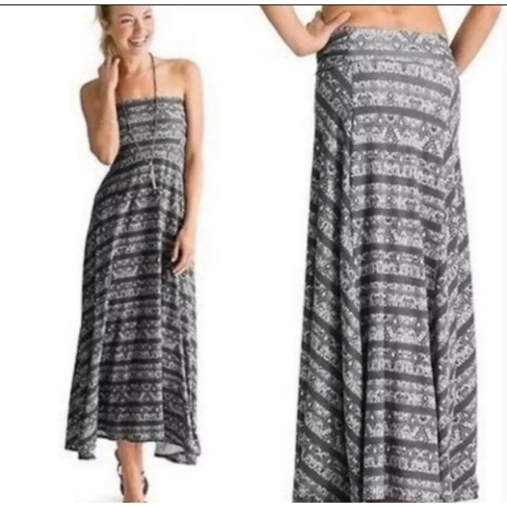 Athleta kali maxi dress skirt small grey strapless